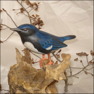Black Throated Warbler Bird Handmade Woodcraft