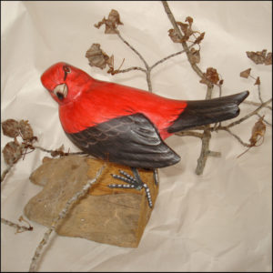 Scarlet Tanager Bird Handmade Woodcraft