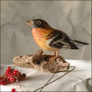 Black Headed Grosbeak Bird Handcarved Wood