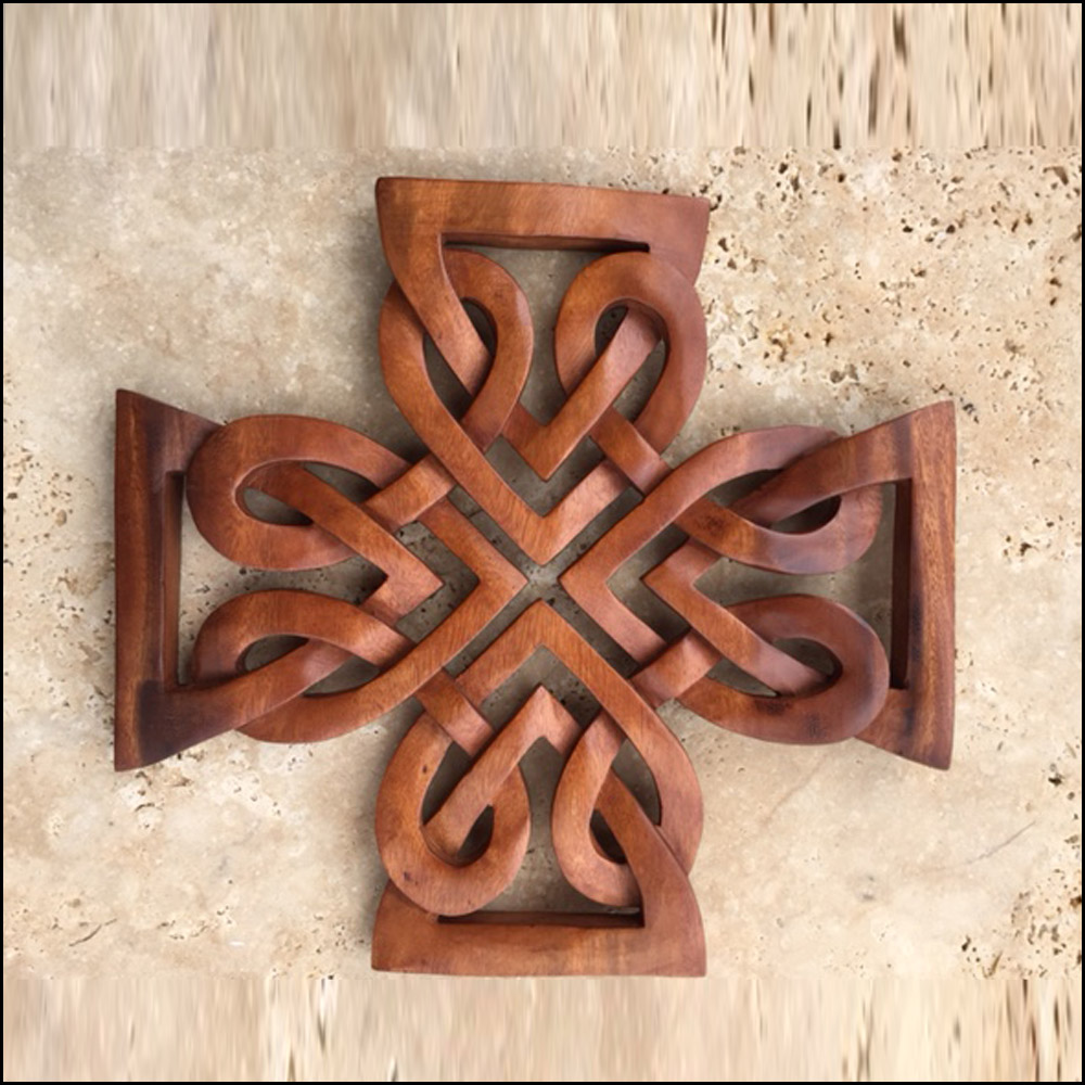 Cloverleaf Celtic Cross-Wood Carved Budded Cross, Apostles Cross, Cathedral  Cross - Signs of Spirit